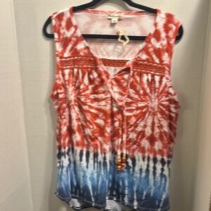 World unity Red and Blue Tie-Dye Sleeveless Top